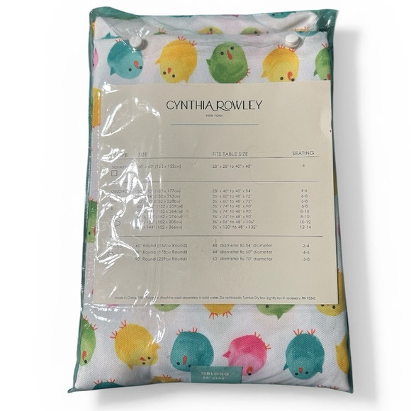 Cynthia Rowley Multi-Color Chick Print Tablecloth Oblong 60” X 104” NIP - Picture 2 of 4